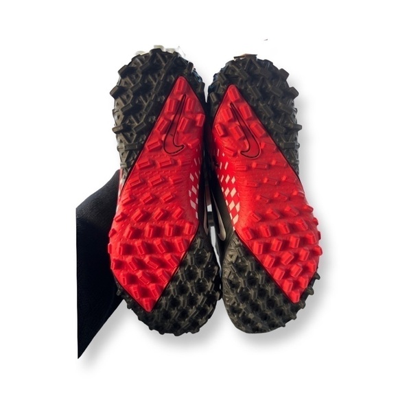 NIKE indoor cleats grey gray silver red and black girls US size 1 - Picture 4 of 10